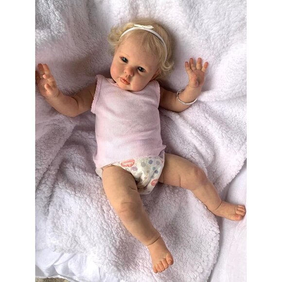 🆕24 Inch  Girl Silicone Realistic with Hair & Toys Newborn Reborn  Baby Doll - Picture 1 of 5